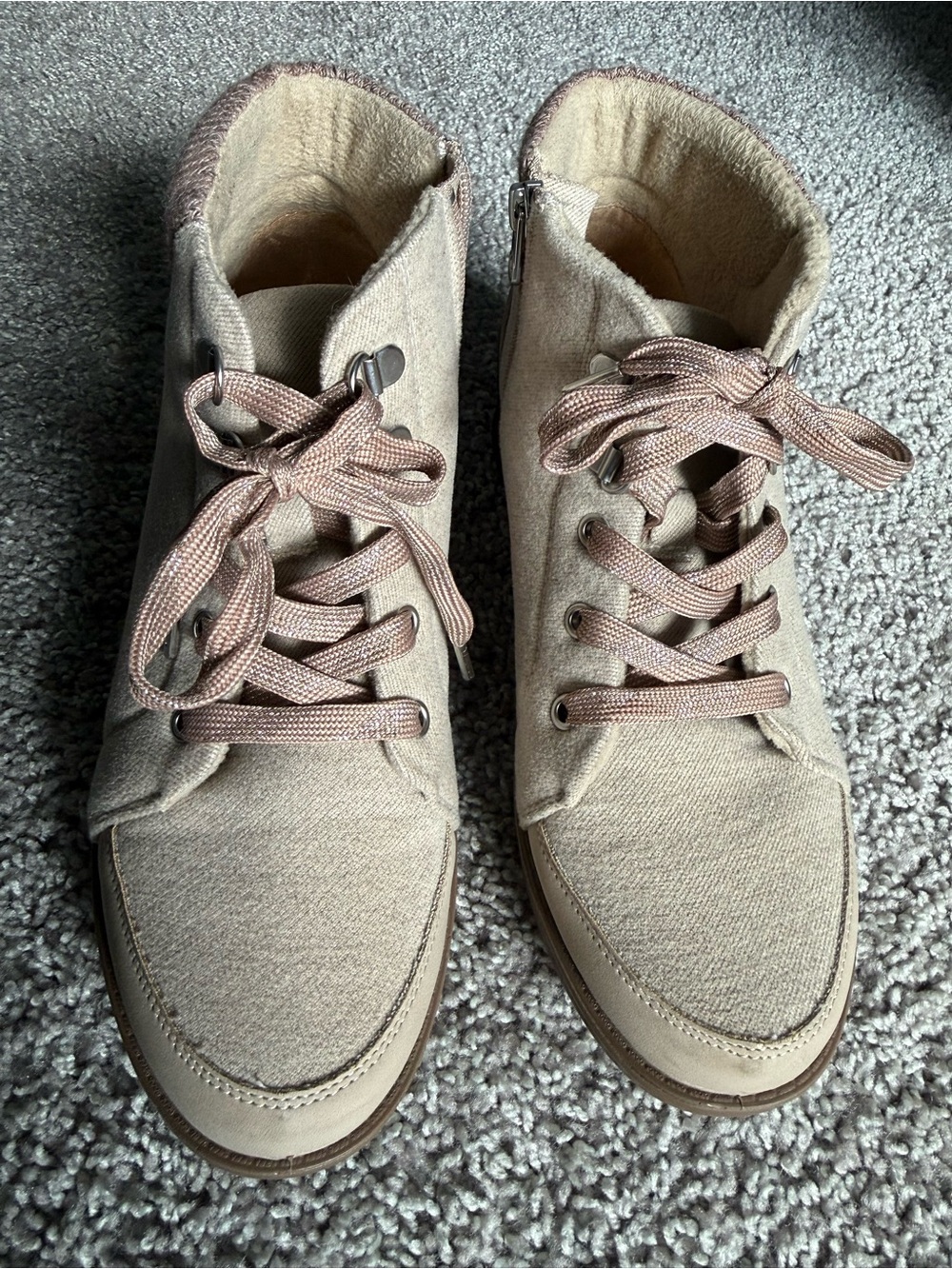 Bzees Beige Lace-Up Women’s Boots